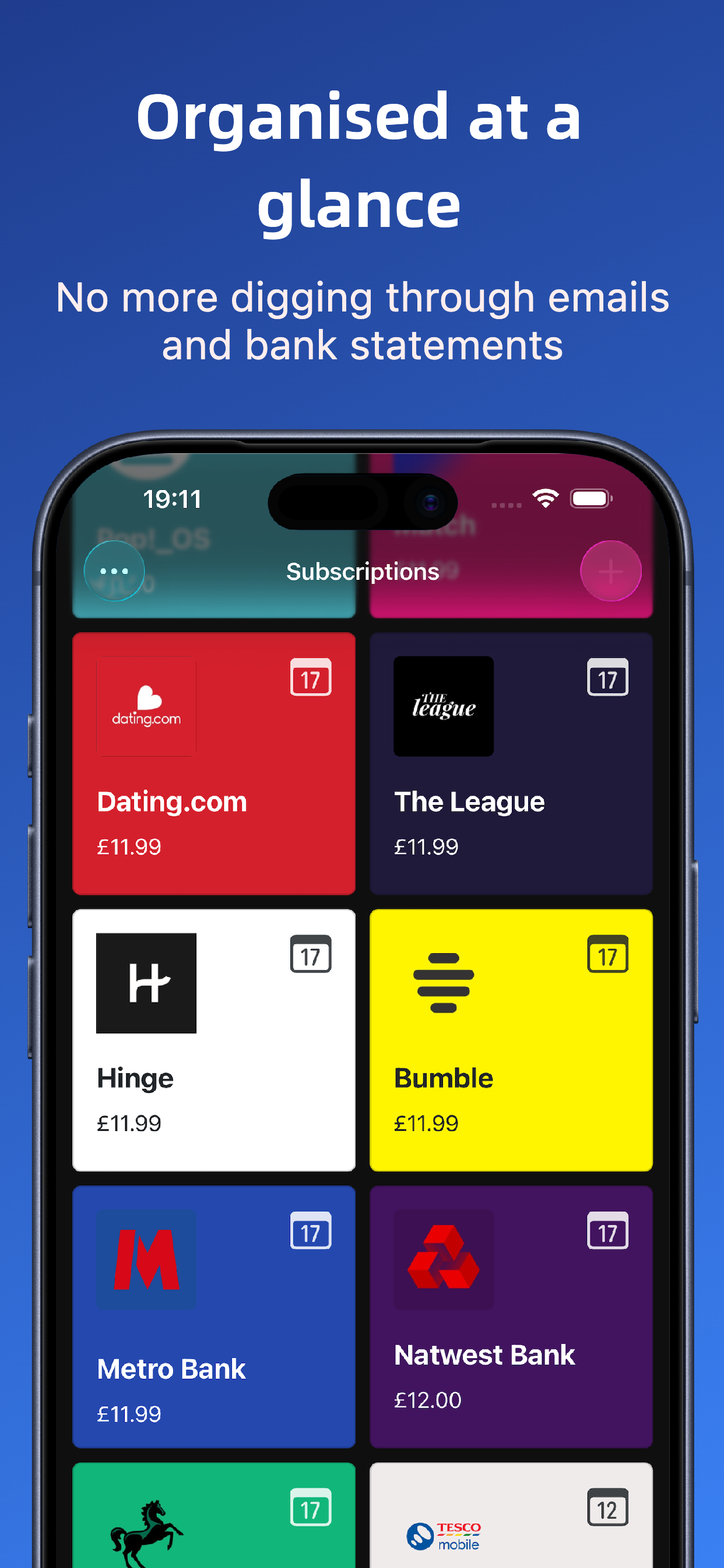 Subscription list overview